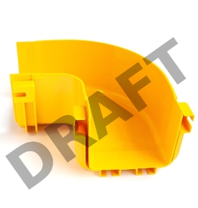 Горизонтальный поворот 90° оптического лотка 120 мм, монтаж без соединителей, желтый