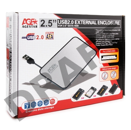 Внешний корпус для HDD AgeStar SUB2A8 SATA пластик/сталь черный 2.5