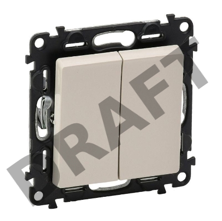 Механизм выключателя 2-кл. СП Valena Life 10А IP20 250В с лицевой панелью; безвинтовые зажимы сл. кость Leg 752505