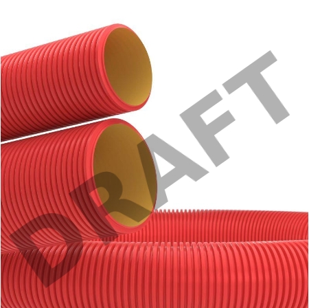 Труба гофро двустен. ПНД d110 с протяж. красн. (уп.50м) ДКС 121911