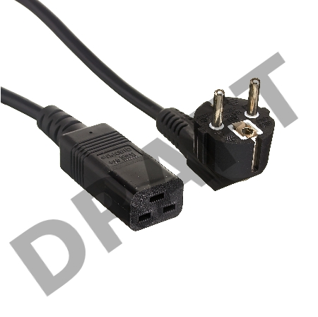 Кабель питания ExeGate Power PC19-5P (Евровилка Schuko->С19) VDE-250V-3*1.5-CU, черный, 16А, 5м