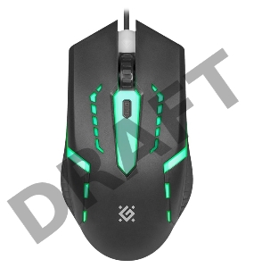 Мышь проводная  Defender Flash MB-600L черный,4кнопки,7 цветов подсветки,800- 1200dpi (52600)