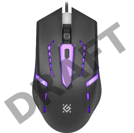 Мышь проводная  Defender Flash MB-600L черный,4кнопки,7 цветов подсветки,800- 1200dpi (52600)