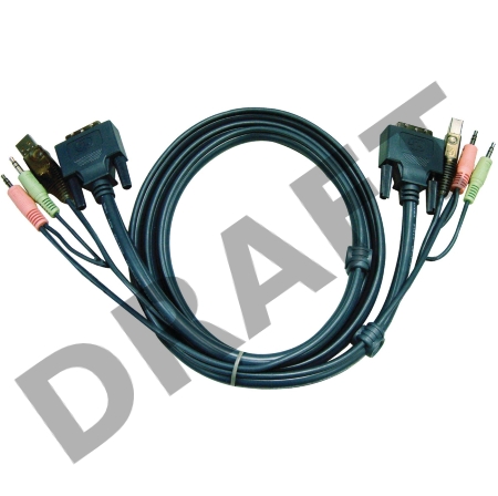 Кабель KVM USB(тип А Male)+DVI-D(Male)2хАудио(Male) (-) USB(тип B Male)+DVI-D(Male)+2хАудио(Male) 3м., черный. CABLE DVI/USB B/MC.SP-DVI/USB A  3M