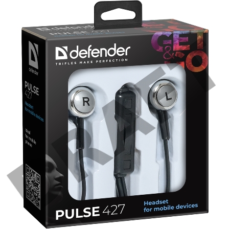 Наушники DEFENDER Pulse 427 черный, вставки 63427