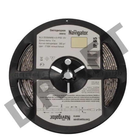 Лента светодиодная 71 411 NLS-3528WW120-9.6 IP65 12B R5 9.6Вт/м (уп.5м) Navigator 71411