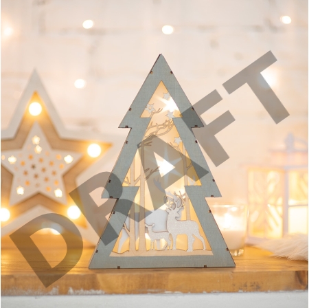 Деревянная фигурка с подсветкой «Елочка» 20х6,5х29 см