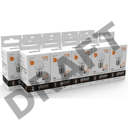 Лампа светодиодная Gauss Elementary 12Вт цок.:E27 шар 220B 3000K св.свеч.бел.теп. (упак.:10шт) (53212) Лампа светодиодная Gauss Elementary 12Вт цок.:E27 шар 220B 3000K св.свеч.бел.теп. (упак.:10шт) (53212)