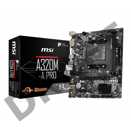 Материнская плата MSI A320M-A PRO Soc-AM4 AMD A320 2xDDR4 mATX AC`97 8ch(7.1) GbLAN RAID+DVI+HDMI