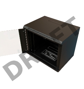 Шкаф коммутационный WRline (WR-TW-1245-GP-RAL9004) настенный 12U 600x450мм пер.дв.стекл 2 бок.пан. 60кг черный 370мм 650мм IP20 сталь