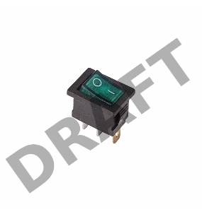 Выключатель клавишный 250V 6А (3с) ON-OFF зеленый  с подсветкой  Mini  REXANT