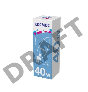 Лампа накаливания Свеча 40Вт E14 прозр. Космос LKsmSCnCL40E14v2