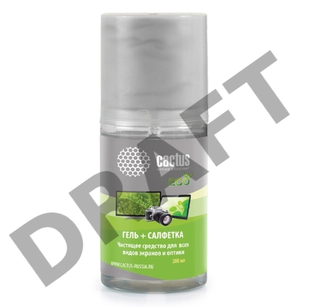 Чистящий набор (салфетки + гель) Cactus CS-S3004E для экранов и оптики 1шт 18x18см 200мл