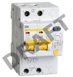 Выключатель автоматический дифференциального тока 2п C 40А 30мА тип AC 4.5кА АД-12 ИЭК MAD10-2-040-C-030
