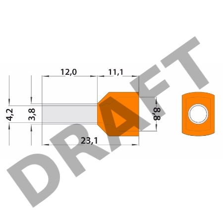 Наконечник штыревой втулочный изолированный F-12 мм 2х4 мм² (НШВи(2) 4.0-12/НГи2 4,0-12) оранжевый REXANT