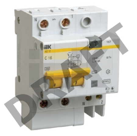 Выключатель автоматический дифференциального тока 2п C 40А 30мА тип AC 4.5кА АД-12 ИЭК MAD10-2-040-C-030