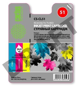 Картридж струйный Cactus CS-CL51 многоцветный для Canon MP150 MP160 MP170 MP180 (18ml)