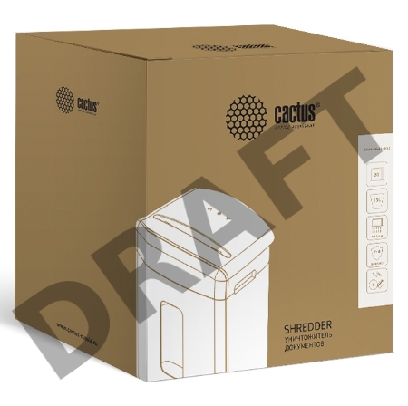 Шредер Cactus CS-SH-20-25-4X40 (секр.P-4)/фрагменты/20лист./25лтр./скрепки/скобы/пл.карты/CD