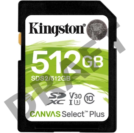 Флеш карта SDXC 512Gb Class10 Kingston SDS2/512GB Canvas Select Plus w/o adapter