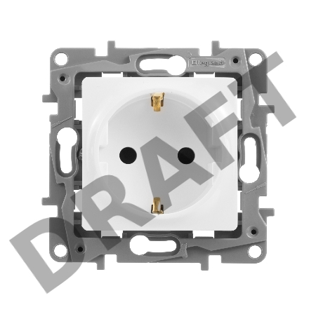 Механизм розетки 1-м СП Etika 2К+З 16А защ. шторки с заземл. винт. зажимы бел. Leg 672222