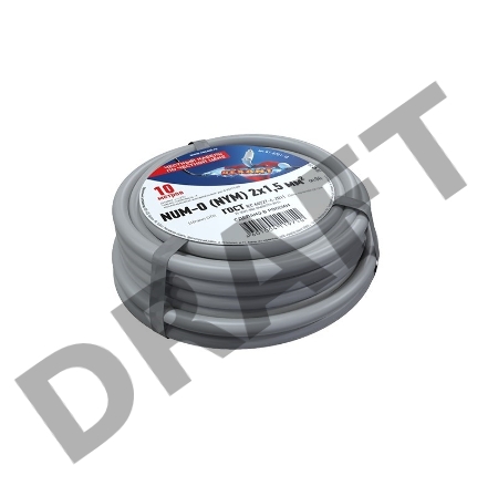 Кабель силовой медный NUM-O 2x1,5 мм², длина 10 метров, ГОСТ 31996-2012, ТУ 3520-015-38229892-2015  REXANT