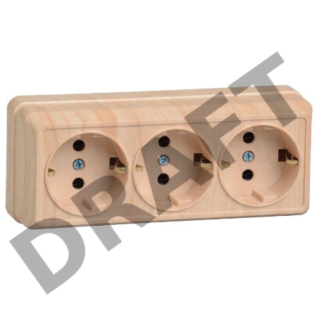 Розетка 3-м ОП Октава 16А РС23-3-ОС с заземл. сосна ИЭК ERO31-K03-16-DC