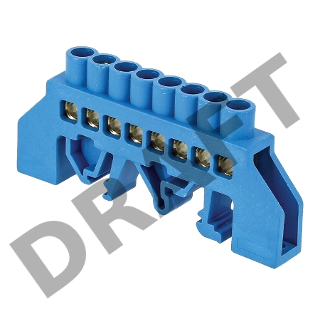 Шина нулевая N 6х9 8 отвер. латунь син. нейлоновый корпус комбинированный PROxima EKF sn0-63-08-dn