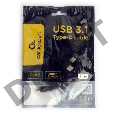 Кабель USB Cablexpert CCP-USB-CMCM2-1M, USB3.1 Type-C/Type-C, Gen.2, 10Gbit/s, 5A, 1м, пакет