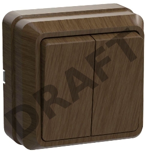 Выключатель 2-кл. ОП ОКТАВА 10А IP20 откр. уст. дуб ИЭК EVO20-K04-10-DC