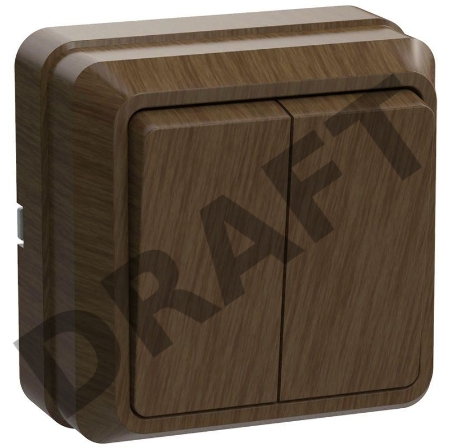 Выключатель 2-кл. ОП ОКТАВА 10А IP20 откр. уст. дуб ИЭК EVO20-K04-10-DC