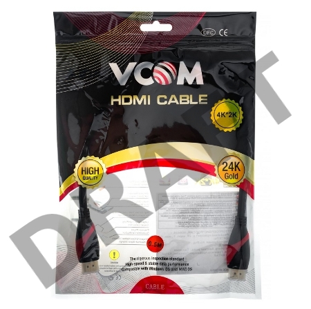 Кабель HDMI 19M/M ver. 2.0 black red, 0.5m VCOM <CG525-R-0.5>