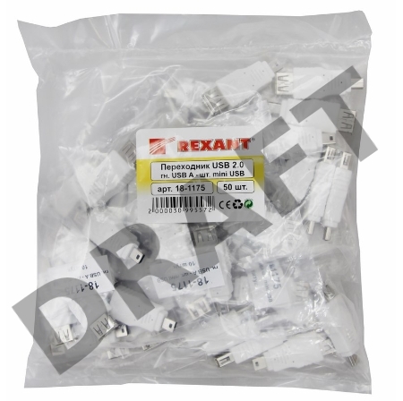 Переходник гнездо USB-A (Female)-штекер miniUSB (Male) REXANT