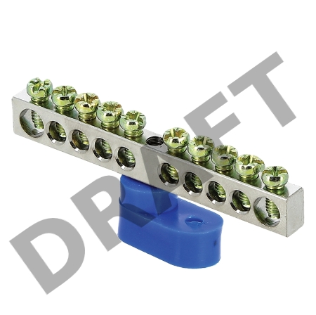 Шина нулевая N 6х9 10 отвер. никель син. угловой изолятор PROxima EKF sn1-63-10-1