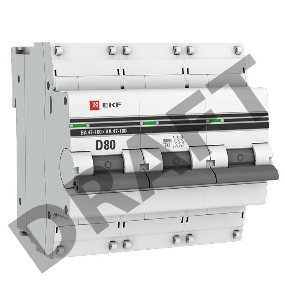 Выключатель автоматический модульный 3п D 80А 10кА ВА 47-100 PROxima EKF mcb47100-3-80D-pro