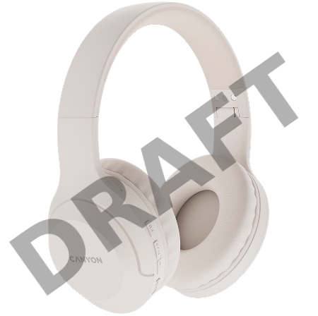 Гарнитура CANYON BTHS-3, Bluetooth headset,with microphone, BT V5.1 JL6956, battery 300mAh, Type-C charging plug, PU material, size:168*190*78mm, charging cable 30cm and audio cable 100cm, Beige