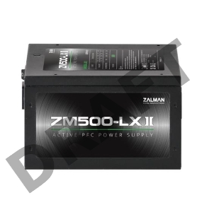 Блок питания Zalman ZM500-LXII <500W, (20+4+4+4) pin, 2x(6+2) pin, 6xSATA, 3xMolex, 12 см, кабель питания, 84%, Active P
