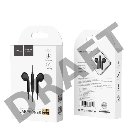 Проводные наушники-вставки с микрофоном Hoco M55 Black