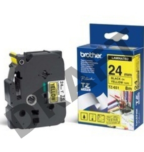 Наклейка ламинированная Brother TZe-651 (24 мм черн/желт, аналог TZ-651)