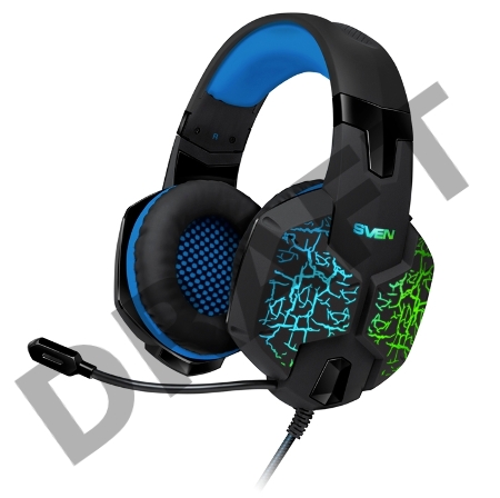 Гарнитура SVEN AP-U980MV, черный-синий (USB, LED, 7.1, 2.2m)