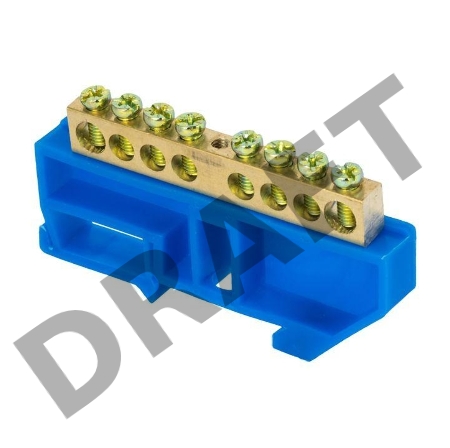 Шина нулевая N 6х9 8 отвер. латунь син. изолятор на DIN-рейку PROxima EKF sn0-63-08-d