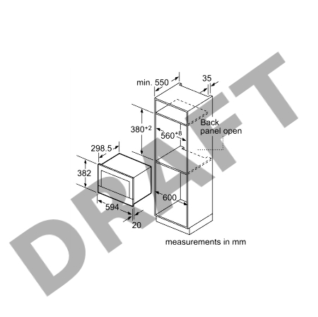 Встраиваемая микроволновая печь BOSCH BEL634GS1M Series 8, 60х38 см, функция гриль, нерж.