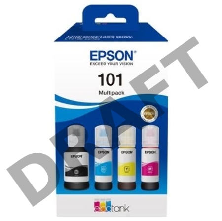 Чернила оригинальные Epson 101 / C13T03V64A мультипак, черный 127 мл., голубой, пурпурный, желтый - 210 мл. для Epson
