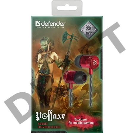 Гарнитура Defender Pollaxe черный + красный, кабель 1,2 м