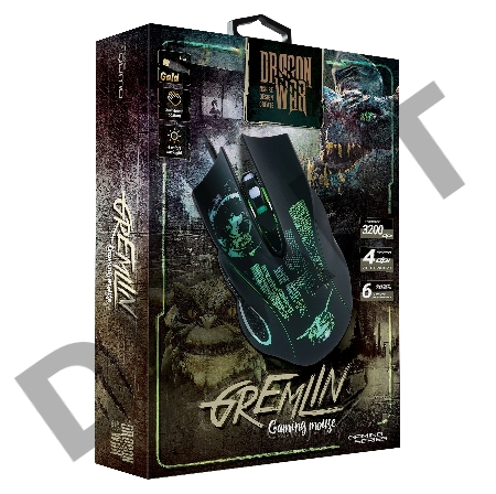 Мышь Qumo  Gremlin M37, проводная, оптическая, 6 кноп., подсв. 4 цв., 1200/1600/2400/3200 dpi, программируемая