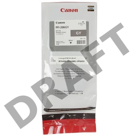 Картридж струйный PFI-206GY (5312B001), для Canon iPF6400/6450, Серый,  300ml