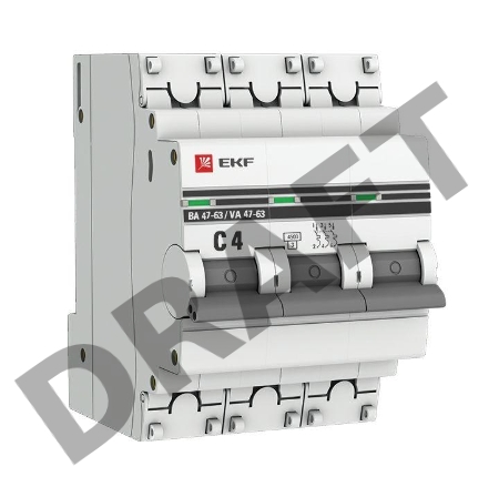 Выключатель автоматический модульный 3п C 4А 4.5кА ВА 47-63 PROxima EKF mcb4763-3-04C-pro