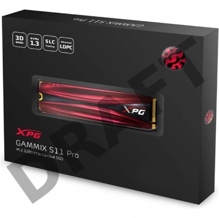 Накопитель SSD M.2 ADATA 1.0Tb XPG S11 Pro <AGAMMIXS11P-1TT-C>  (PCI-E 3.0 x4, up to 3500/3000Mbs, 390000 IOPs, 3D TLC, NVMe 1.3, 22x80mm, радиатор)
