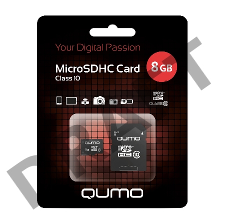 Флэш карта Micro SecureDigital 8Gb QUMO QM8GMICSDHC10 {MicroSDHC Class 10, SD adapter}
