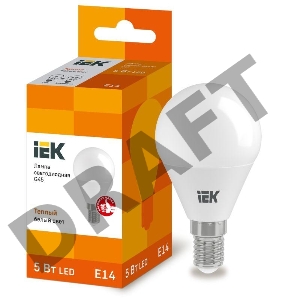 Лампа светодиодная ECO G45 5Вт шар 3000К тепл. бел. E14 450лм 230-240В ИЭК LLE-G45-5-230-30-E14