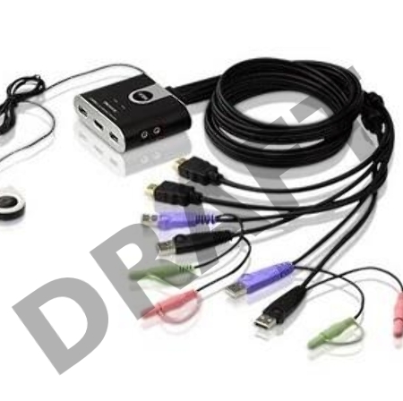 Переключатель KVM ATEN (CS692-AT) KVM+Audio,  1 user USB+HDMI =>  2 cpu USB+HDMI, со встр.шнурами USB+Audio 2x1.2м., 1920x1200, настол., исп.стандарт.